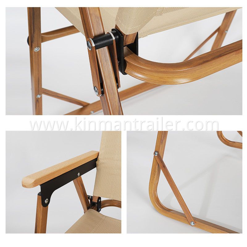 Wood Grain Aluminum Portable Folding Camping Armrest Chair